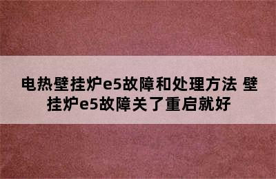 电热壁挂炉e5故障和处理方法 壁挂炉e5故障关了重启就好